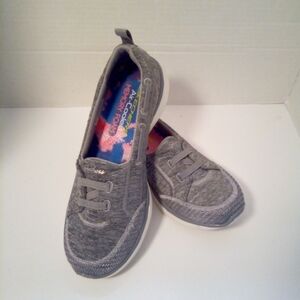 Skechers Air-Cooled Memory Foam Gray Slip In Deck Shoes Size 6.5 Pre-owned